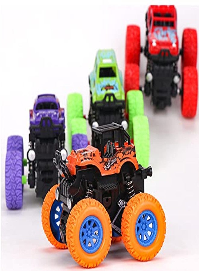 PULSBERY Plastic Unbreakable 4 Wheel Friction Powered Mini Rock Trucks Cars - Drive Vehicles Toys for Boys with Big Rubber Tires,Multicolor (Monster Truck Toy-4 Qty) - Image 4